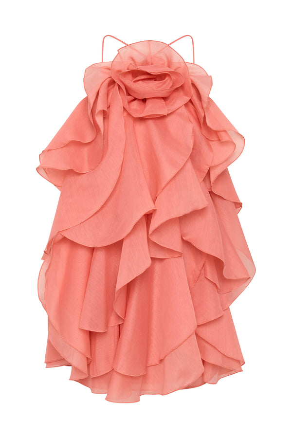 Aje Pandorea Layered Mini Dress Washed Coral