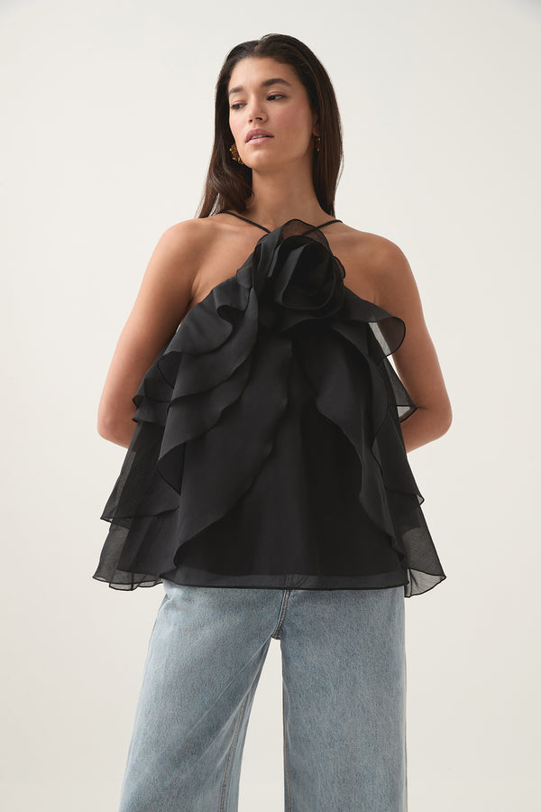 aje Pandorea Layered Top Black