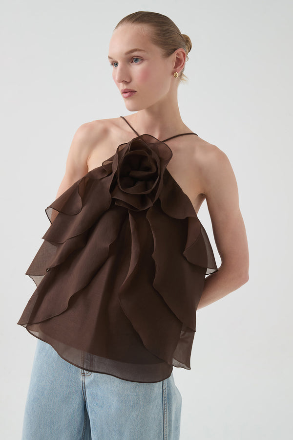 Aje Pandorea Layered Top Carob