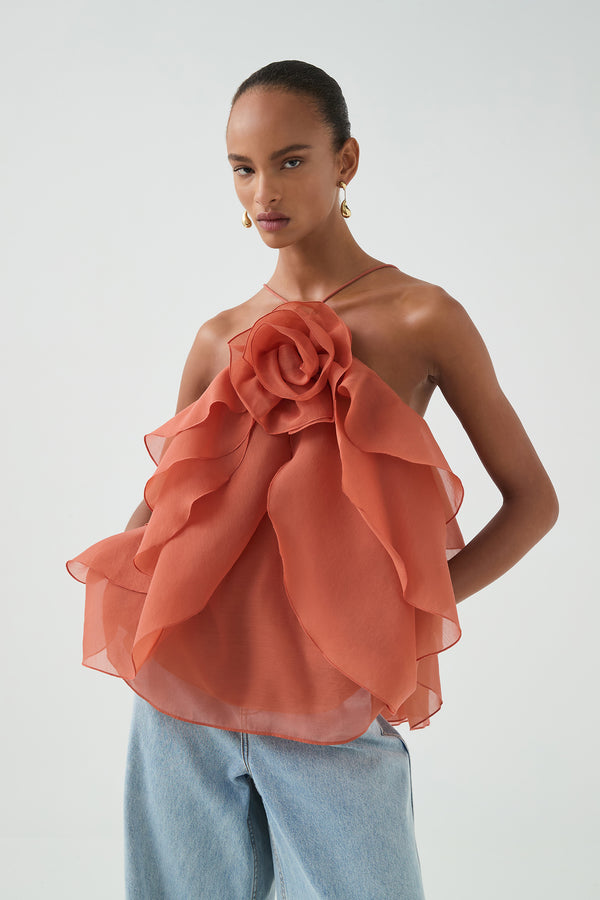 aje Pandorea Layered Top Coral clay