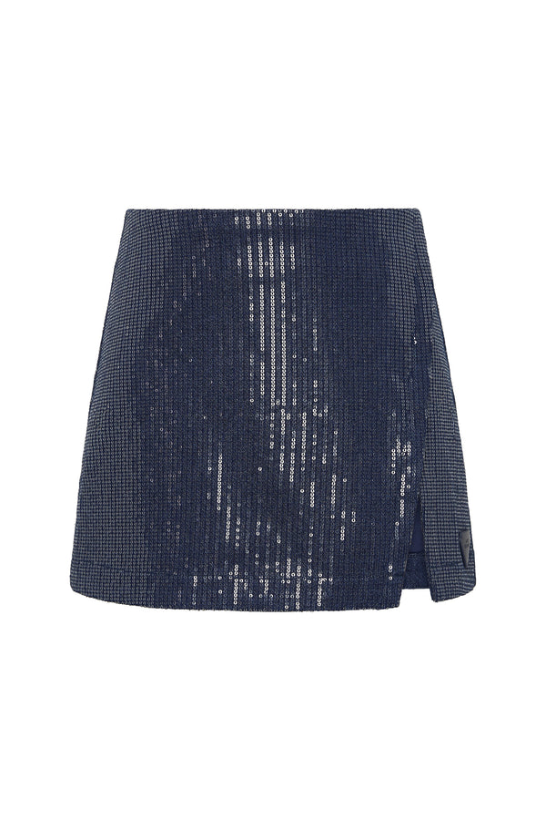 Aje Reflect Denim Mini Skirt Night Sky