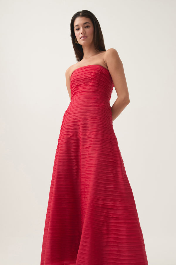 Aje Soundscape Maxi Dress Scarlet Red