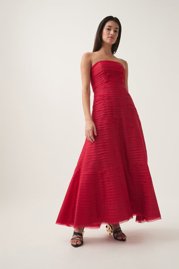 Aje Soundscape Maxi Dress Scarlet Red