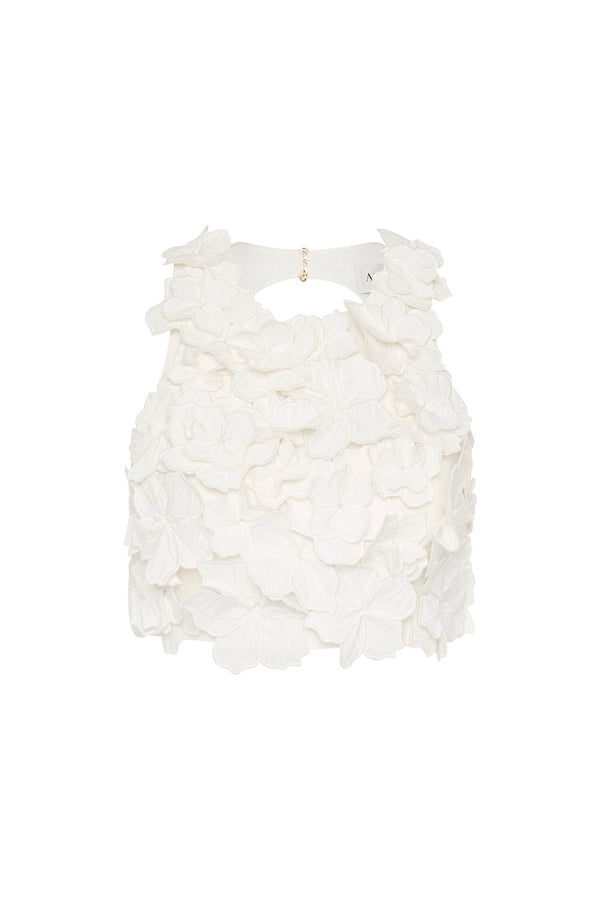 Aje Splendour Flower Shell Top Ivory