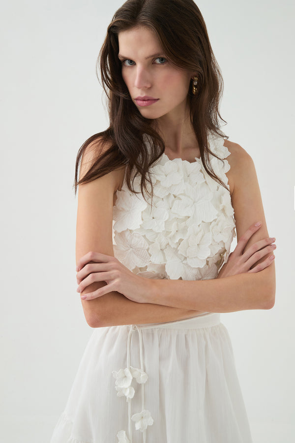 Aje Splendour Flower Shell Top Ivory