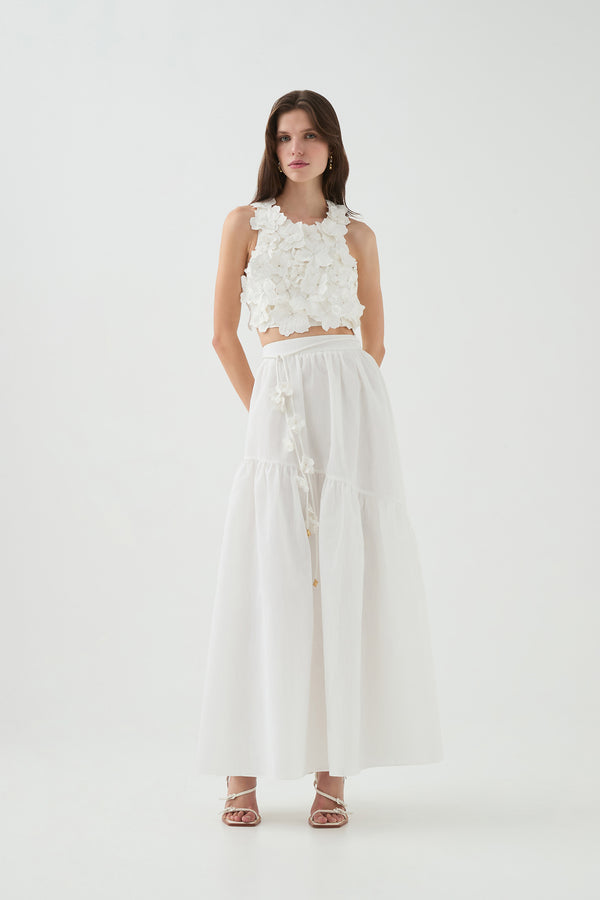 aje Splendour Flower Shell Top Ivory