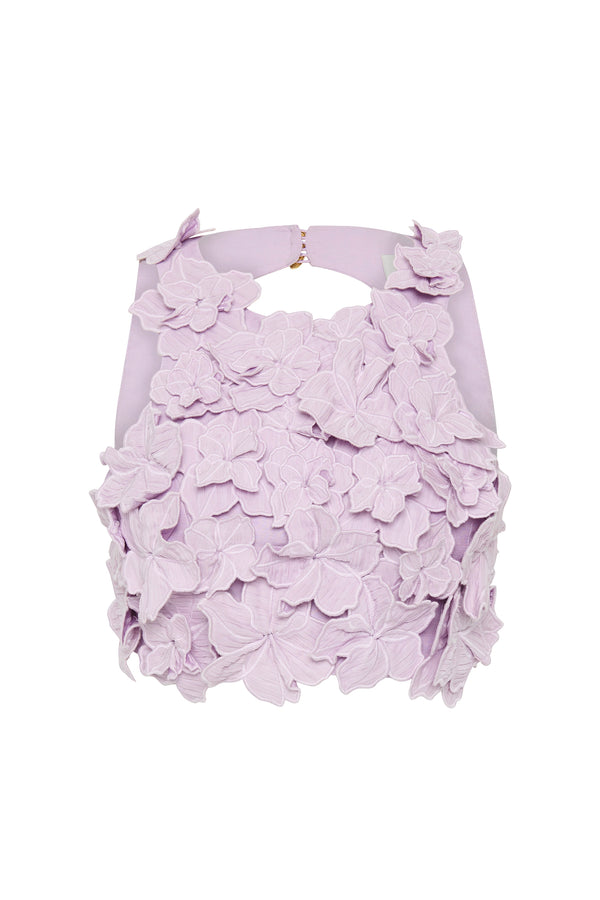 Aje Splendour Flower Shell Top Soft Violet