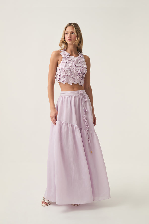 Aje Splendour Flower Shell Top Soft Violet