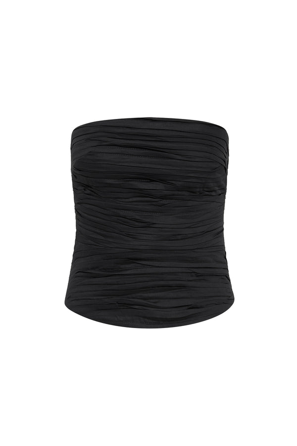 Aje Sunbeam Ruched Bustier Black