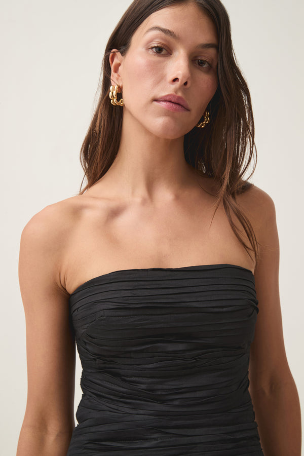 Aje Sunbeam Ruched Bustier Black
