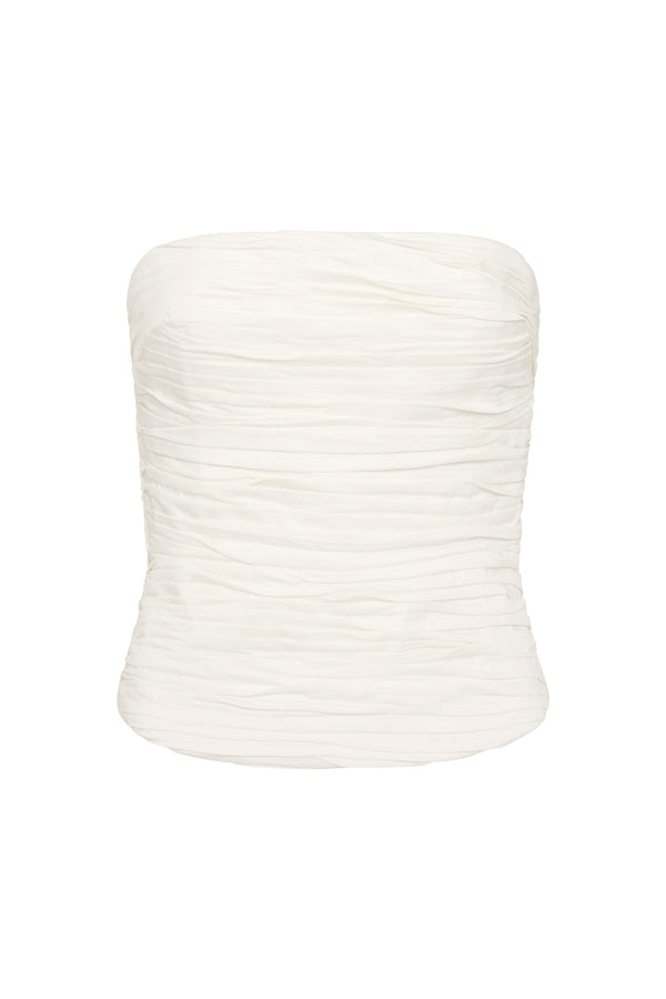 Aje Sunbeam Ruched Bustier Ivory