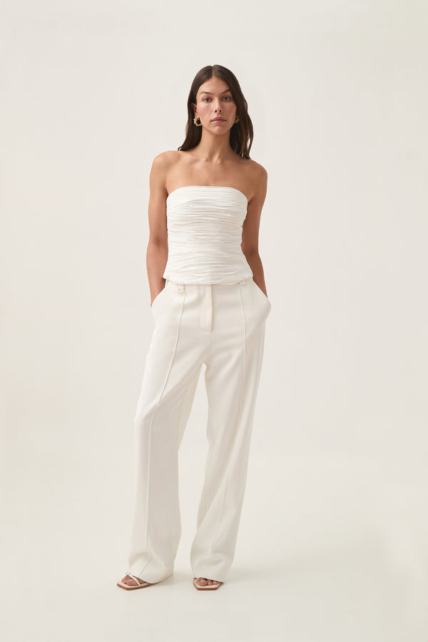 aje Sunbeam Ruched Bustier Ivory