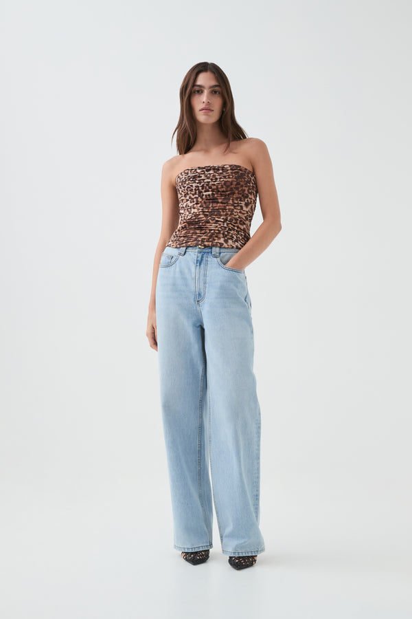 Aje Sunbeam Ruched Bustier Leopard