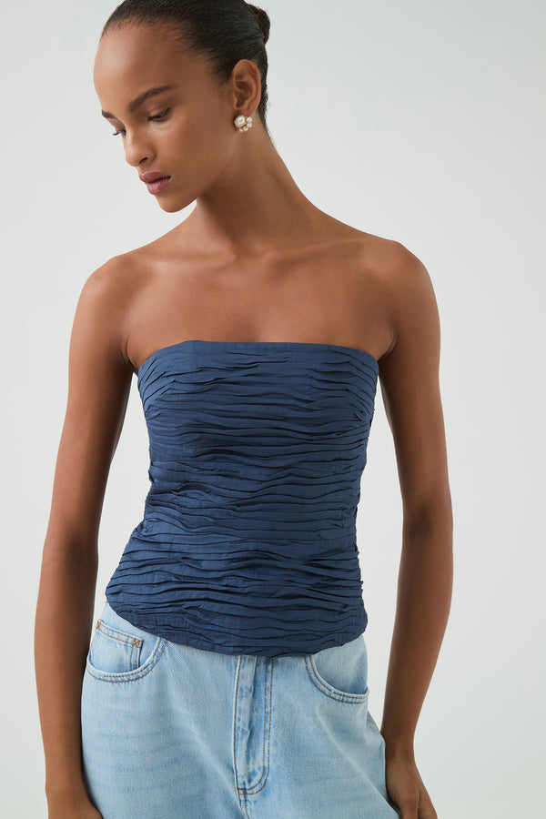 Aje Sunbeam Ruched Bustier Slate