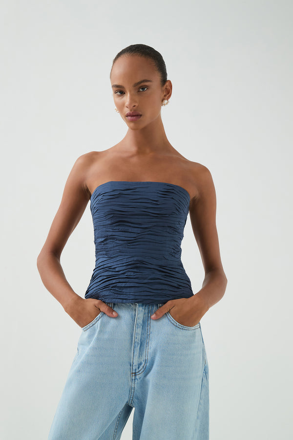 aje Sunbeam Ruched Bustier Slate