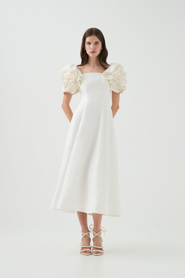 aje Twyla Midi Dress Ivory