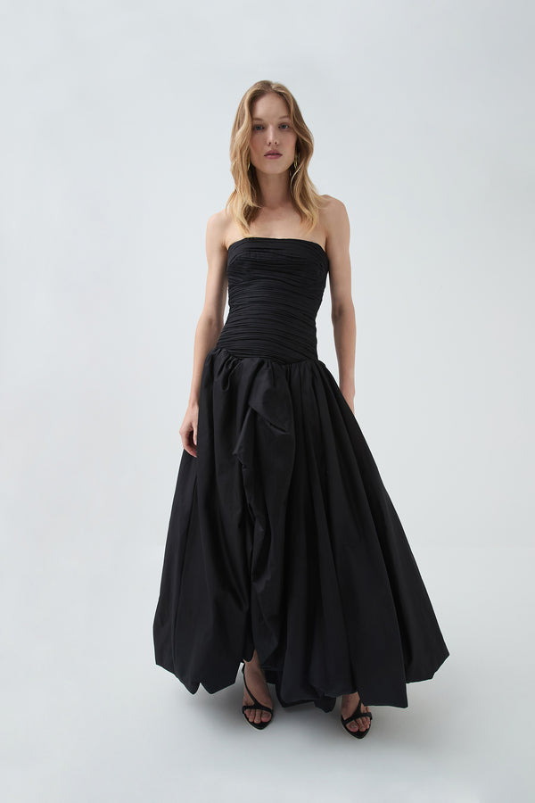 Aje Violette Bubble Hem Maxi Dress Black