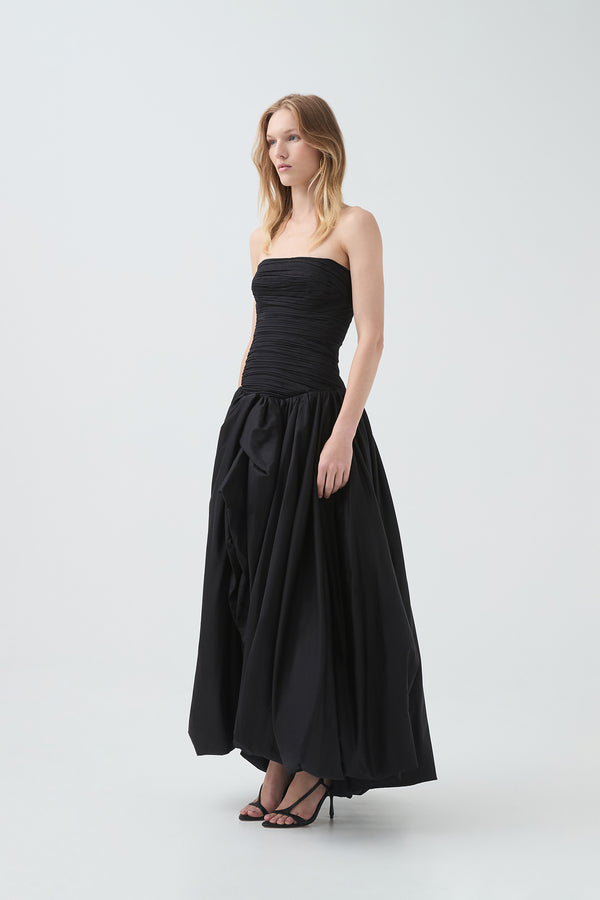 Aje Violette Bubble Hem Maxi Dress Black