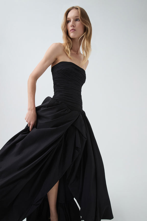 aje Violette Bubble Hem Maxi Dress Black