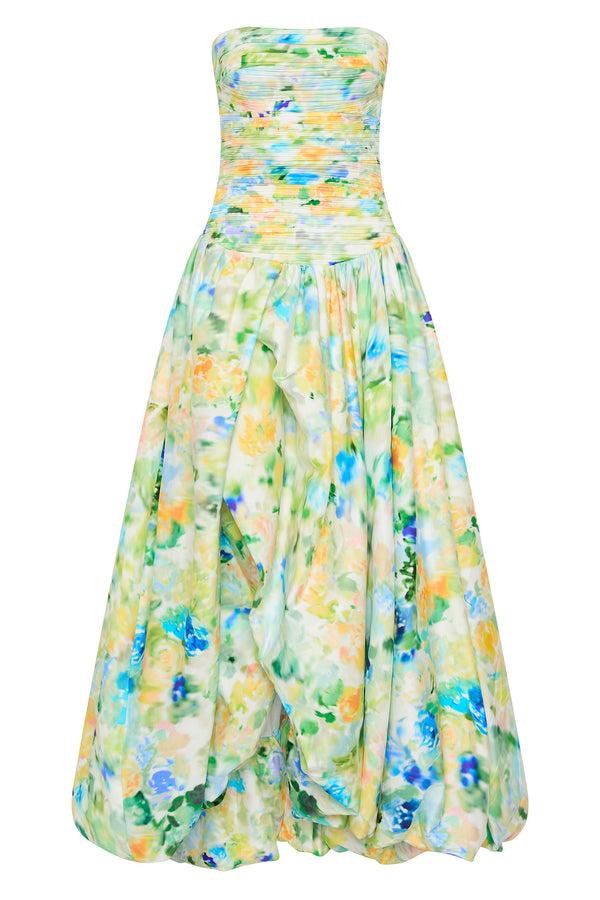 Aje Violette Bubble Hem Maxi Dress Floral Haze