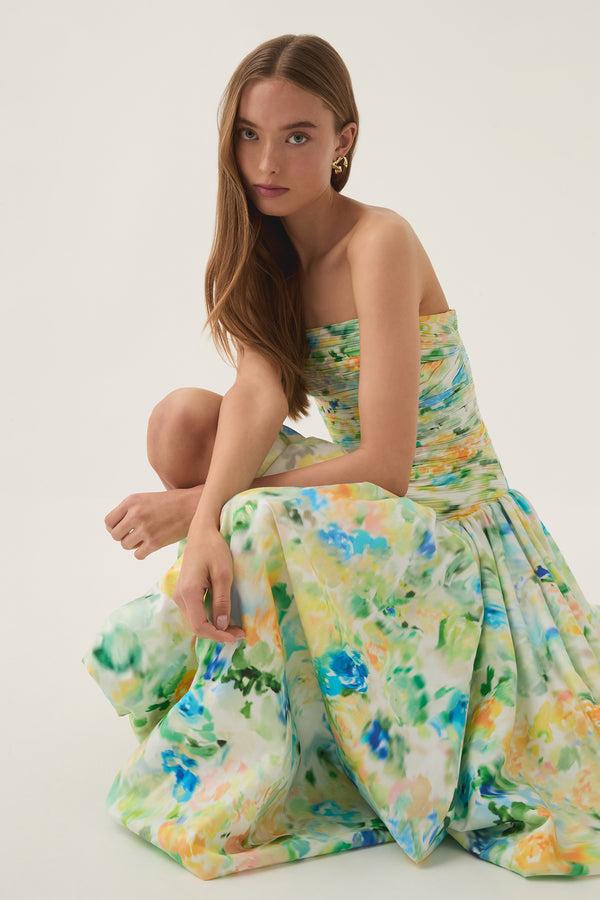 Aje Violette Bubble Hem Maxi Dress Floral Haze