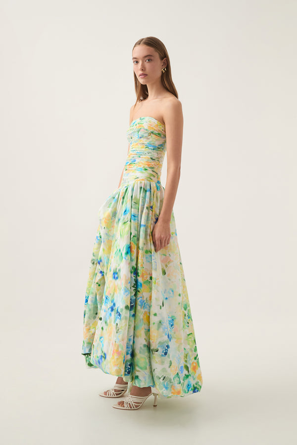 Aje Violette Bubble Hem Maxi Dress Floral Haze