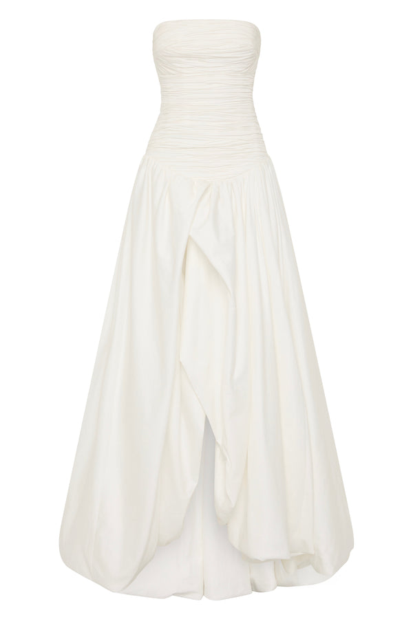 Aje Violette Bubble Hem Maxi Dress Ivory