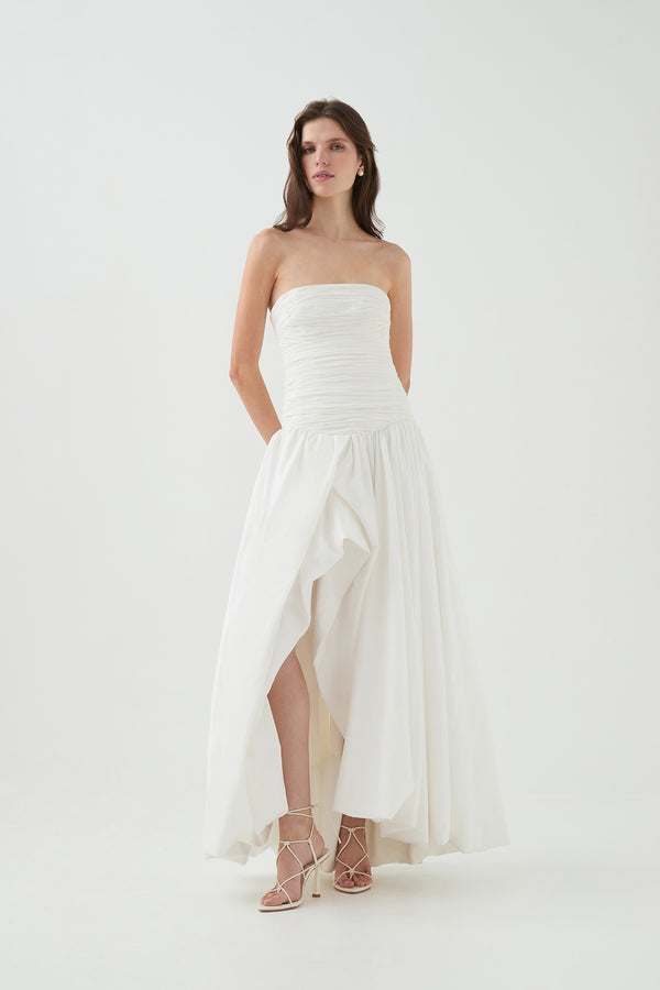 Aje Violette Bubble Hem Maxi Dress Ivory