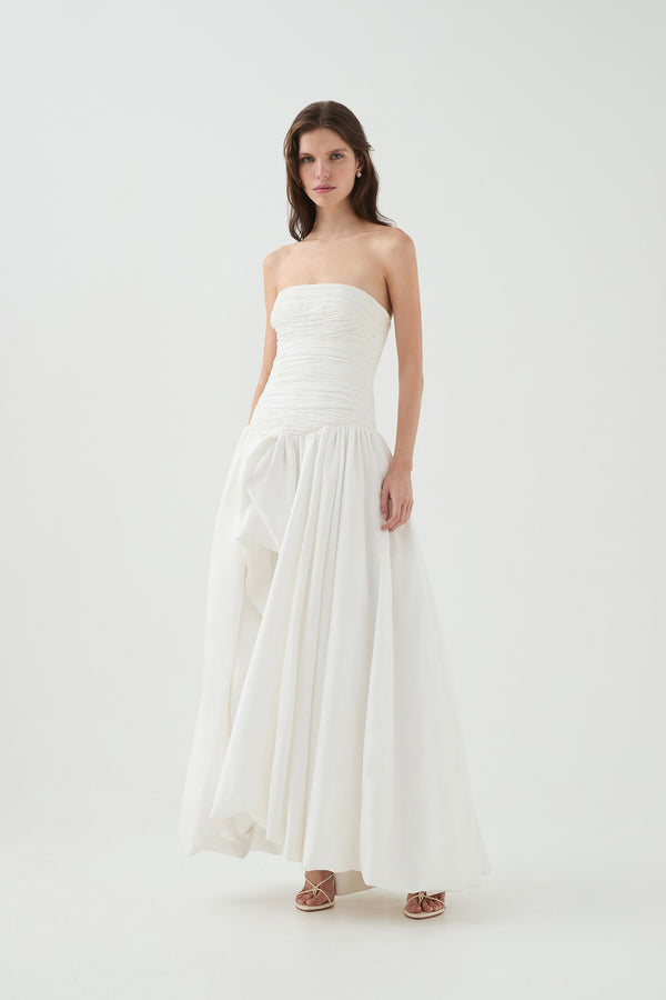 Aje Violette Bubble Hem Maxi Dress Ivory