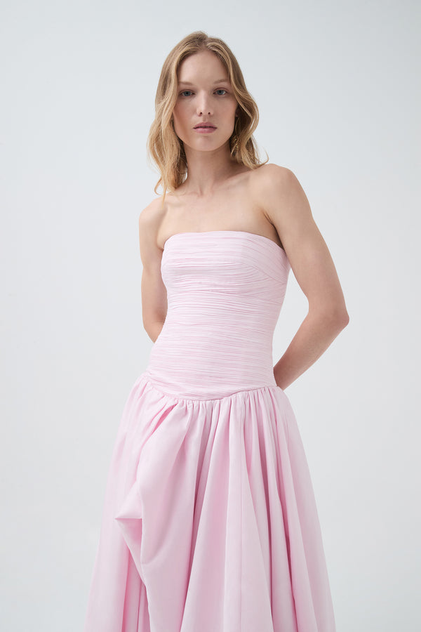 Aje Violette Bubble Hem Maxi Dress Pastel Pink