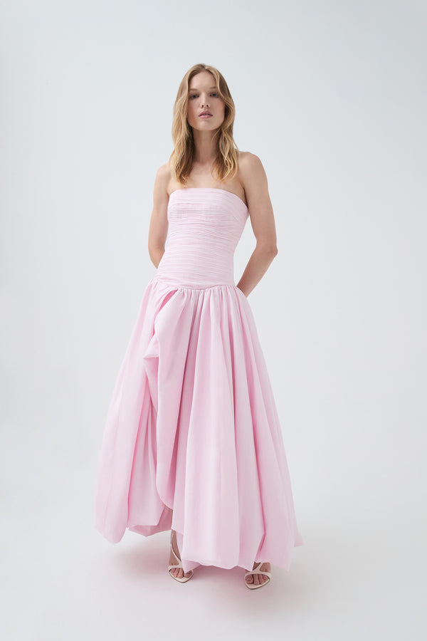 aje Violette Bubble Hem Maxi Dress Pastel pink