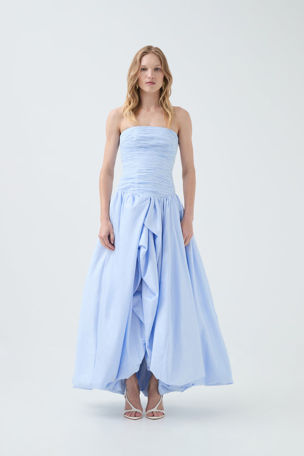Aje Violette Bubble Hem Maxi Dress Pearl Blue