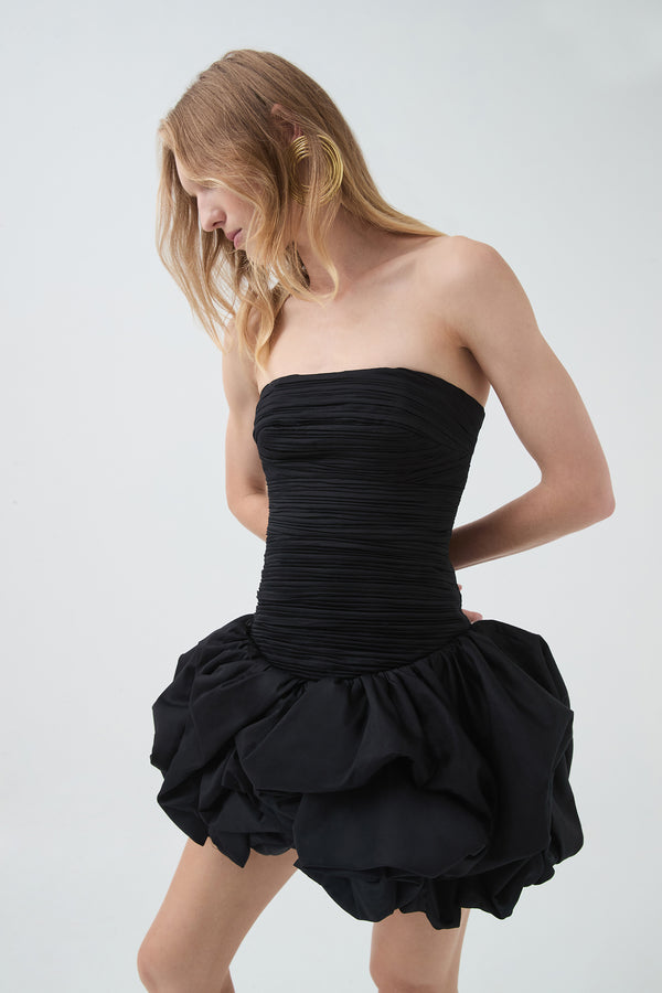 Aje Violette Bubble Hem Mini Dress Black