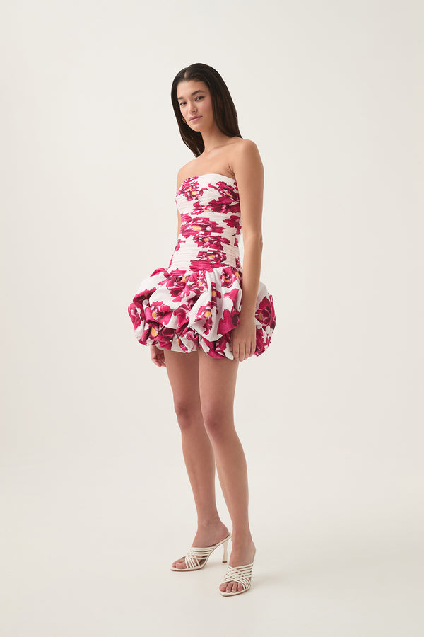 Aje Violette Bubble Hem Mini Dress Boldly Blooming