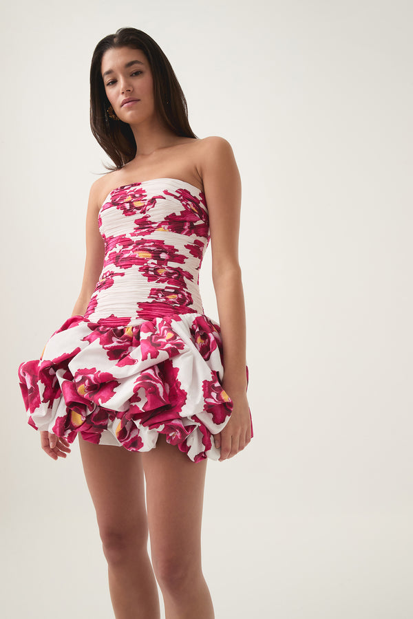 Aje Violette Bubble Hem Mini Dress Boldly Blooming