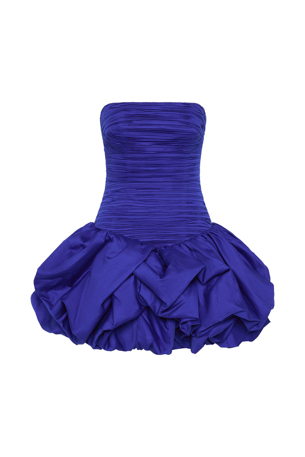 Aje Violette Bubble Hem Mini Dress Cobalt