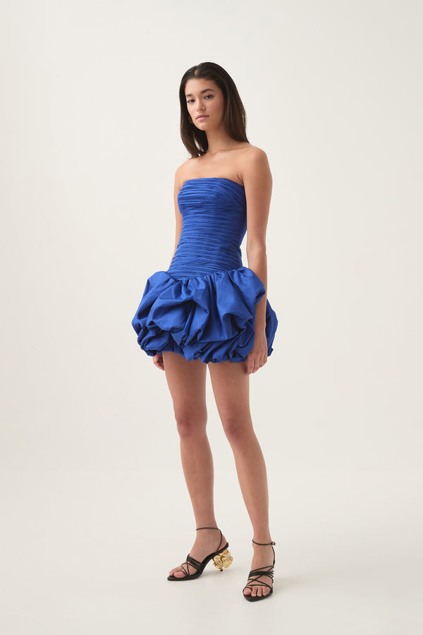 Aje Violette Bubble Hem Mini Dress Cobalt