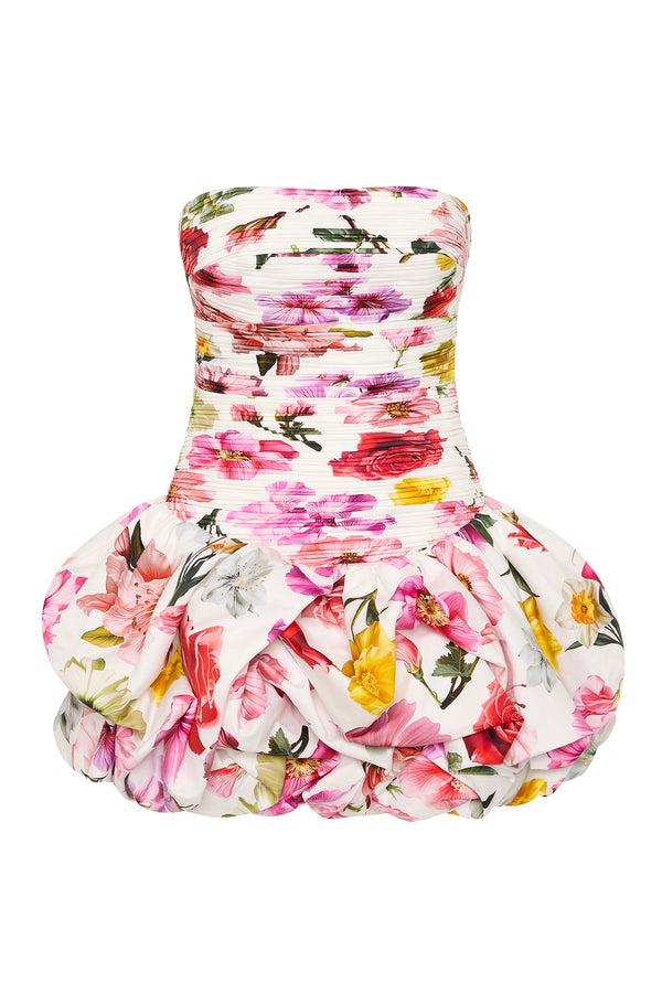 Aje Violette Bubble Hem Mini Dress Collage Floral