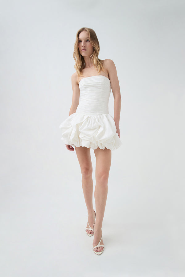 Aje Violette Bubble Hem Mini Dress Ivory