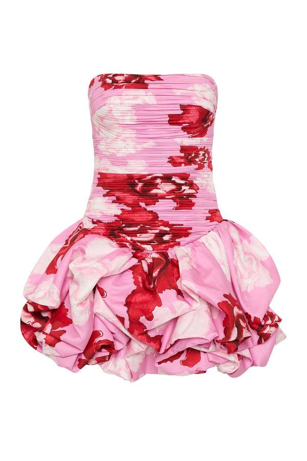 Aje Violette Bubble Hem Mini Dress Pink Boldy Blooming