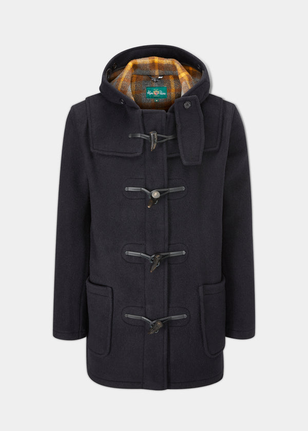 alan paine Alcombey Check Back Duffle Coat In Navy