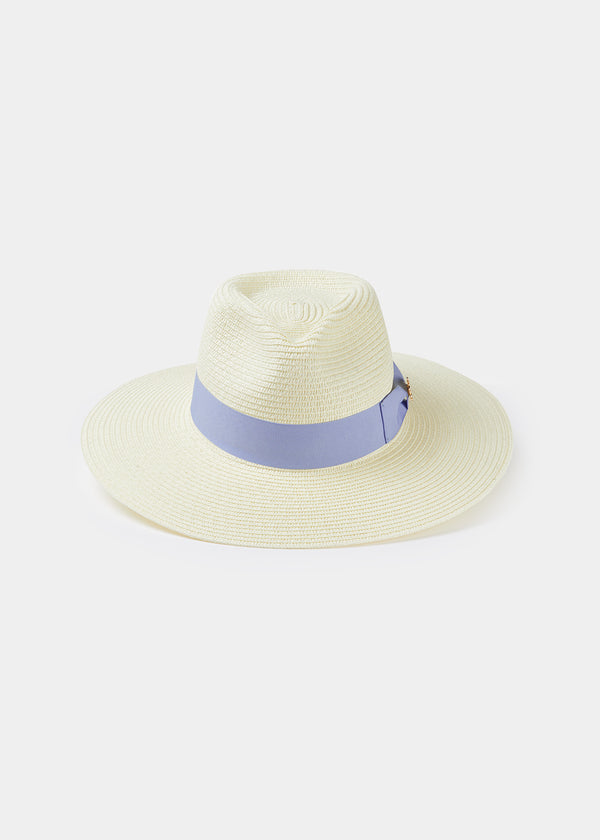Alan Paine Emelle Straw Hat With Dusk Blue Ribbon