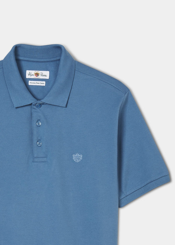 Alan Paine Fritton Pique Polo Shirt In Mid Blue