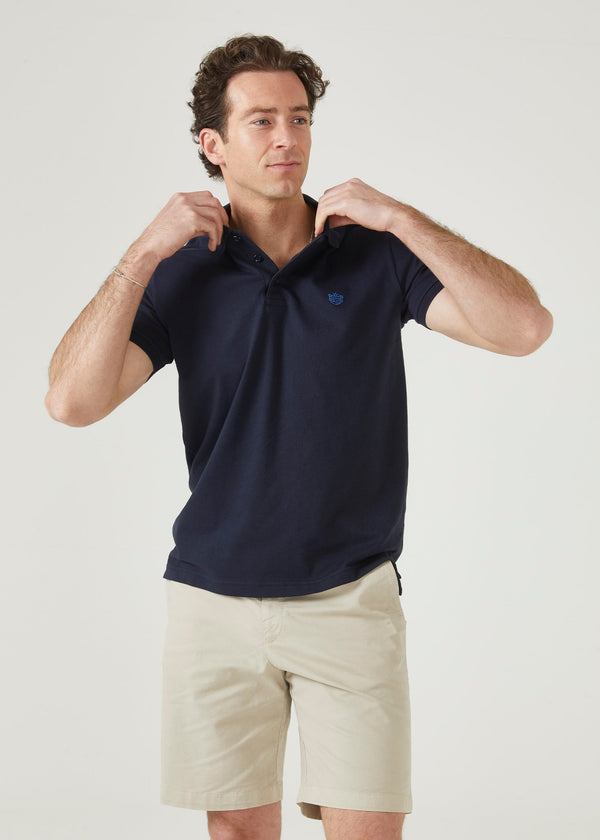 Alan Paine Fritton Pique Polo Shirt In Navy