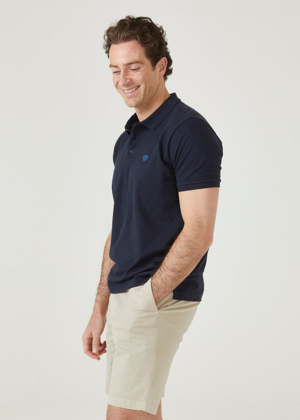 Alan Paine Fritton Pique Polo Shirt In Navy