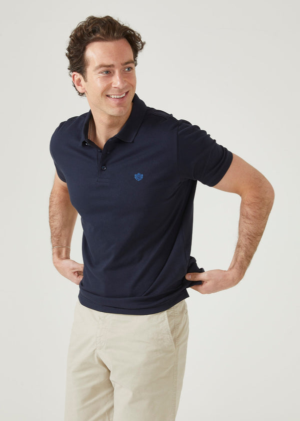 Alan Paine Fritton Pique Polo Shirt In Navy