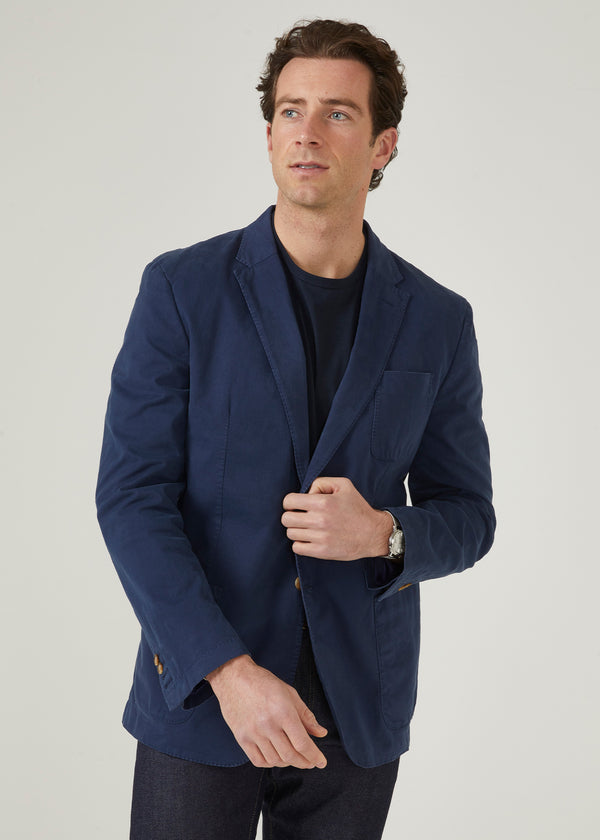 Alan Paine Heymouth Men's Cotton Blazer In Navy