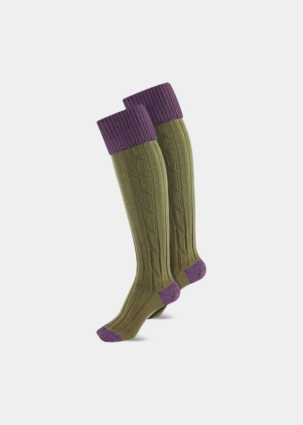 alan paine Ladies Shooting Socks - Mauve & Meadow