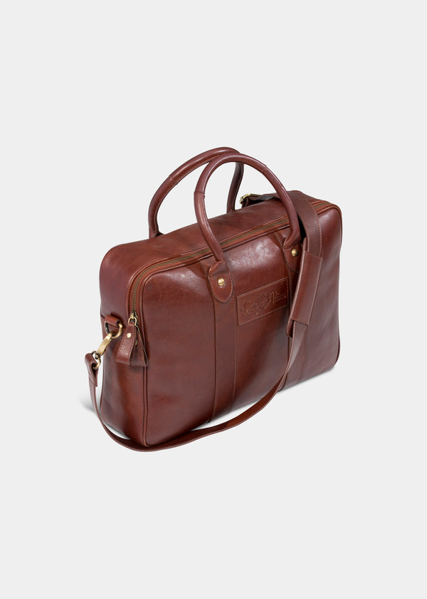 alan paine Leather Laptop Bag In Oak