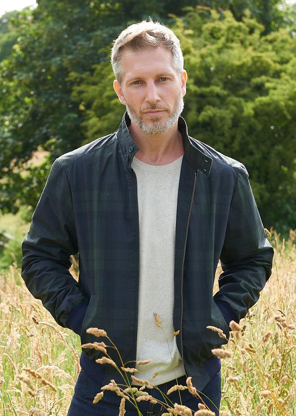 Alan Paine Letson Bomber Jacket In Navy Check